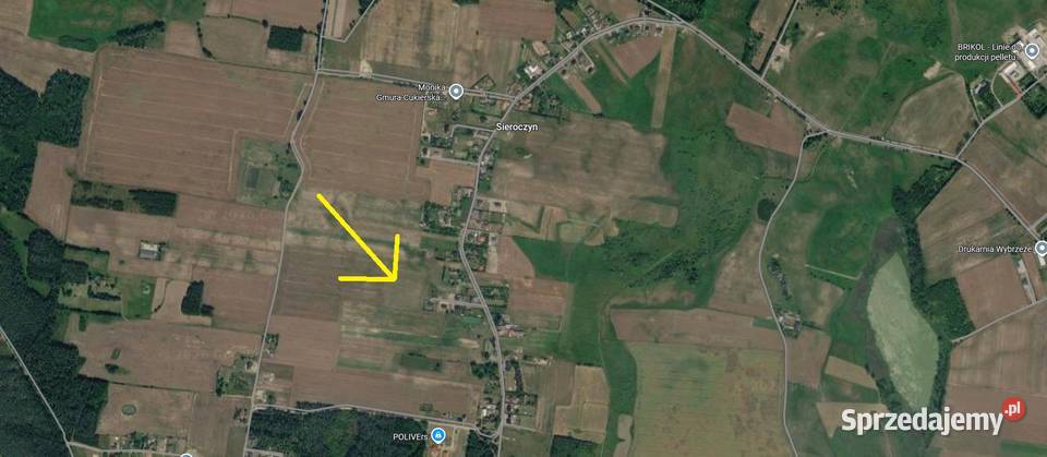 Działka Budowlana Sieroczyn 1232m2 1032m2 budowlana Nieruchomości pomorskie Człuchów