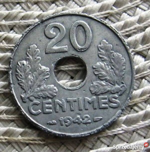 Francja 20 Centimes 1942rCynk Kalisz sprzedam