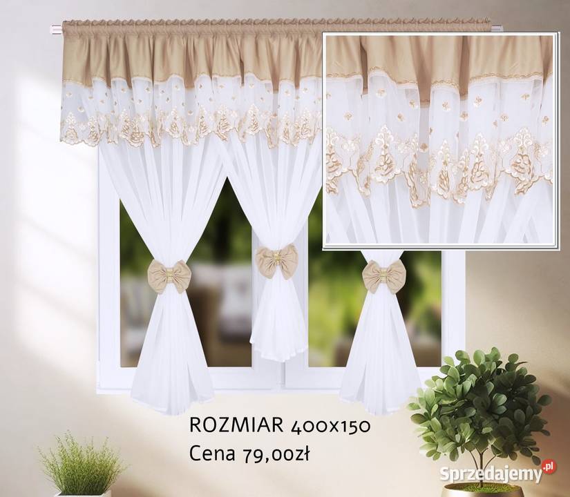 Firana 400x150 markizeta haft Firany beżowe dolnośląskie