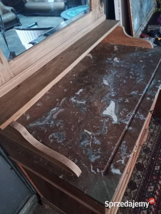 Toaletka z Lustrem Kryształowym i Marmurem Dąb Kozy