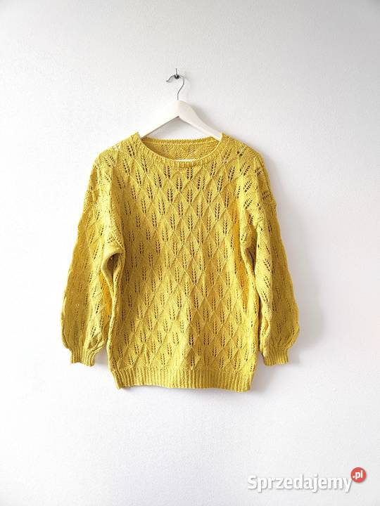 Sweter ażurkowy Żółty Limonowy Vintage y2k 38 40 podkarpackie Jasło