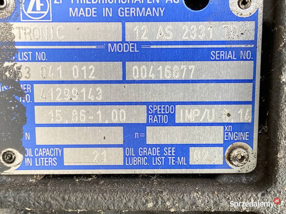 Skrzynia Biegów Astronic 12AS2331TD 12 AS 2331 Maszewo