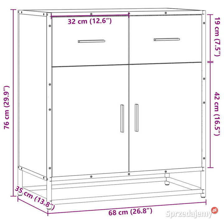 Szafka szary dąb sonoma 68x35x76 materiał Warszawa