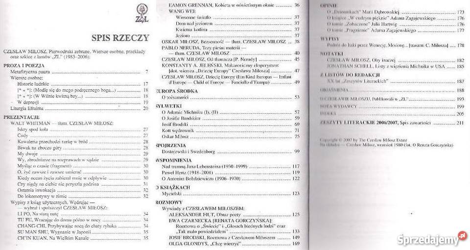 HISTORIE LUDZKIE MIŁOSZ CZESŁAW ZESZYTY Rok wydania 2007 mazowieckie Warszawa