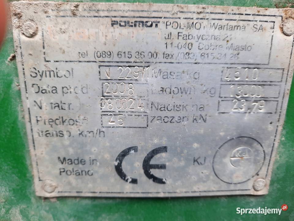 Rozrzutnik obornika POLMOT Warfama n2291 unia mazowieckie Wólka Proszewska