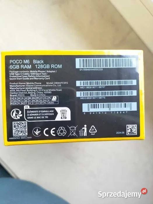 POCO M6 6GB 128GB Nowy Czarny Pozostałe Radom