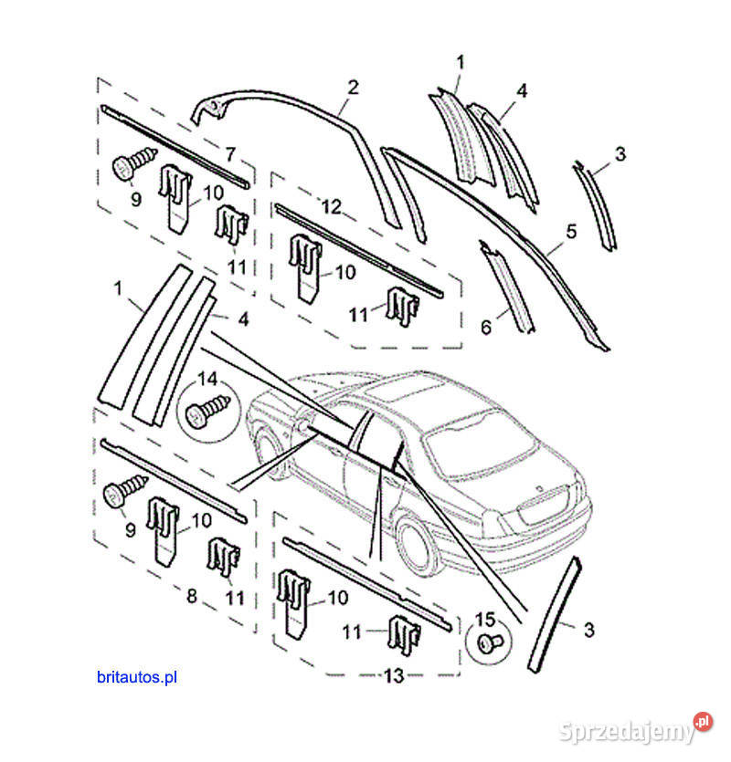 ROVER 75 LISTWA SŁUPKA DRZWI TYŁ PRAWA CVL100100 Karoseria Poznań