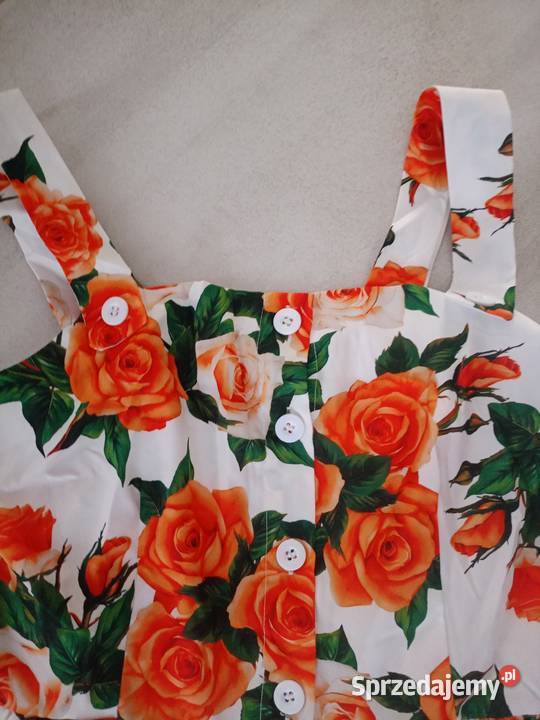 Sukienka kwiaty pomarańczowy