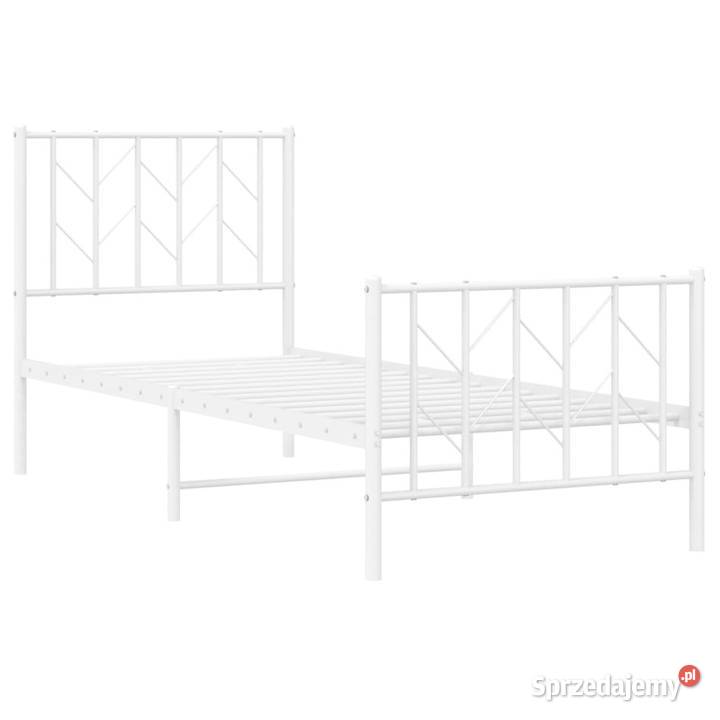 Łóżko Metalowe Białe Rama Łóżka Ze Stelażem 90cm