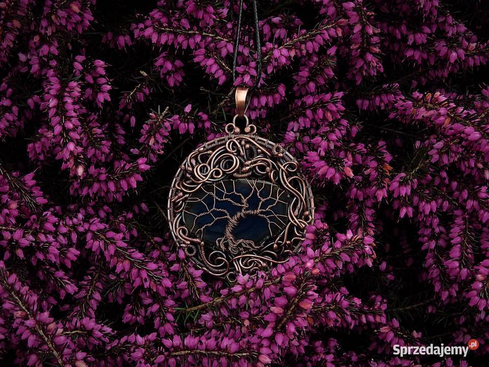 Medalion wisior drzewo życia agat rękodzieło Kraków