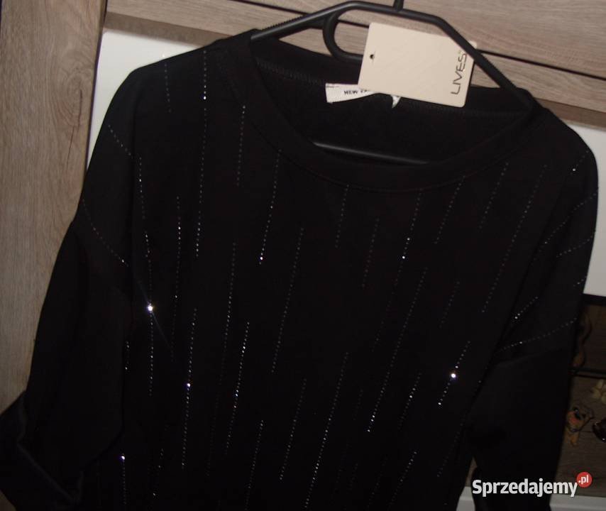 LIVES czarna bluza z cyrkoniami r LXL FASHION Rawicz