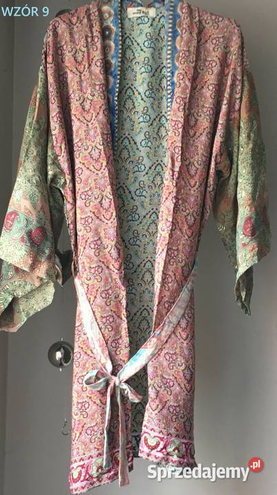 Kimono boho1 pasek jedwab naturalny 8 wzorów pomarańczowy podlaskie Białystok