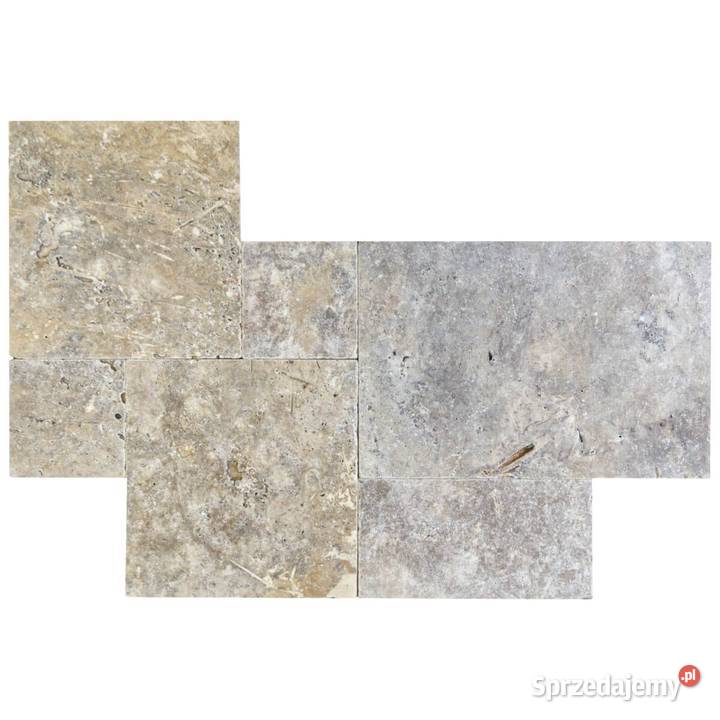 Płytki Trawertyn Silver Ash bębnowany komplet Płytki i fugi sprzedam