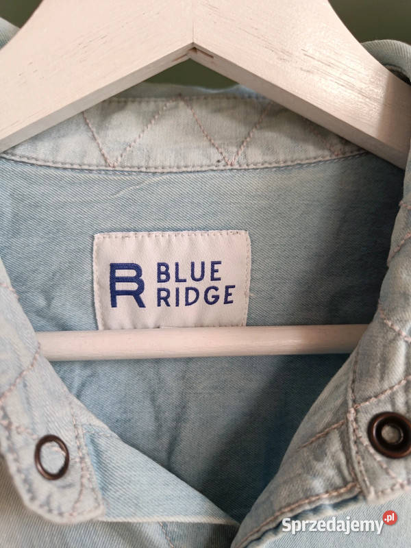 Jasnoniebieska denimwa koszula z zatrzaskami Bluzki i koszule