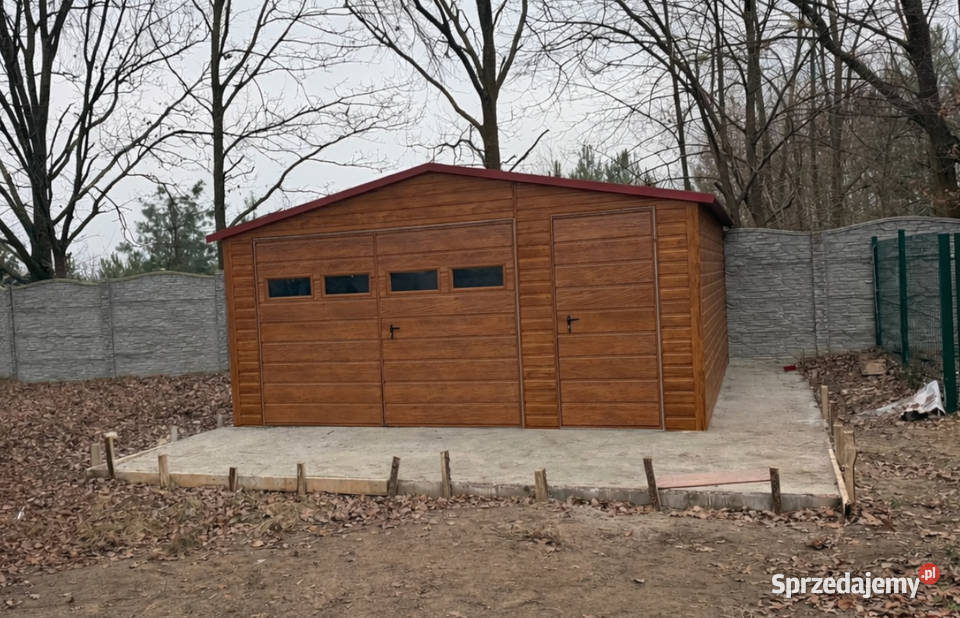 Dwuspadowy Garaż Blaszany 55m drewnopodobny w Warszawa