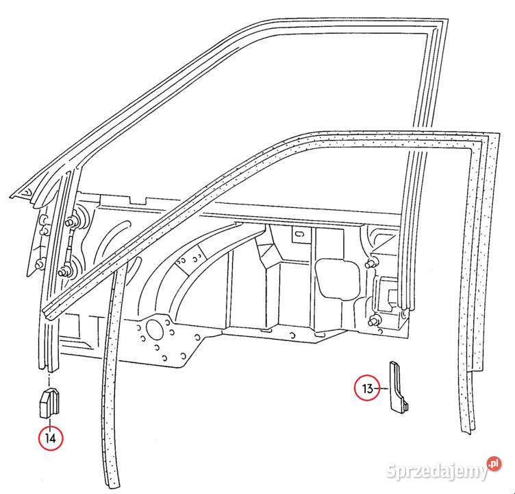Audi 80 B4 Uszczelka szyby drzwi Lewy przód Karoseria Dębica