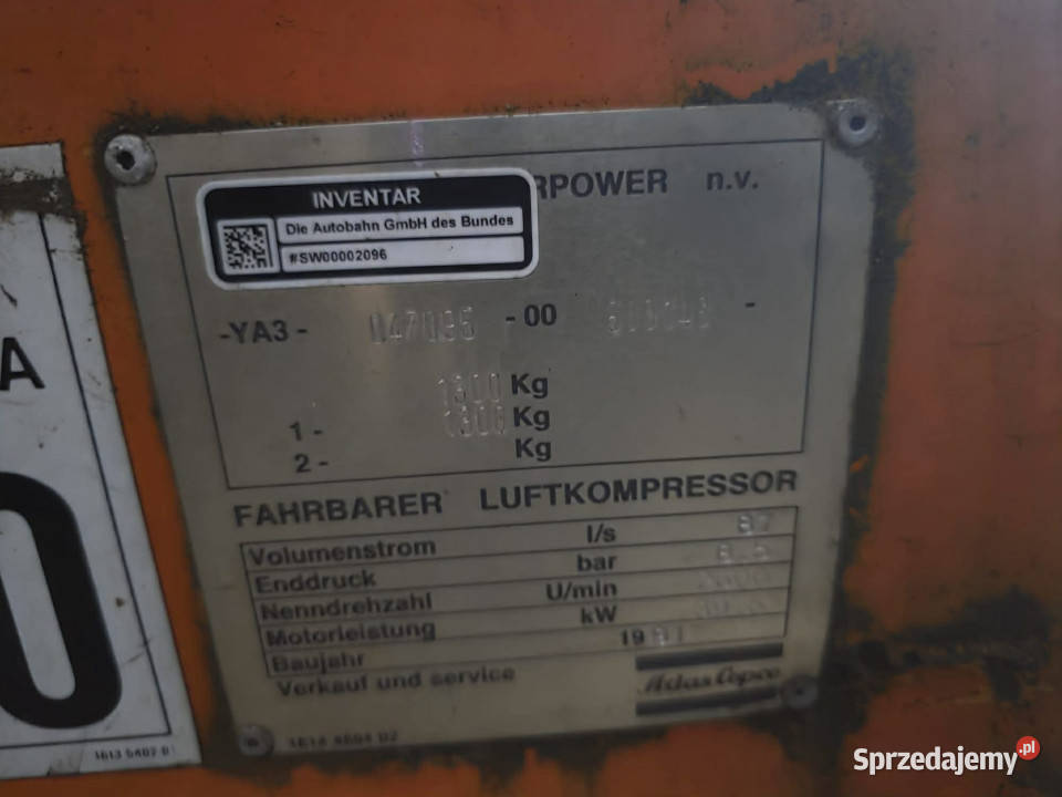 Kompresor śrubowy Atlas Copco XAS 90 Owczary