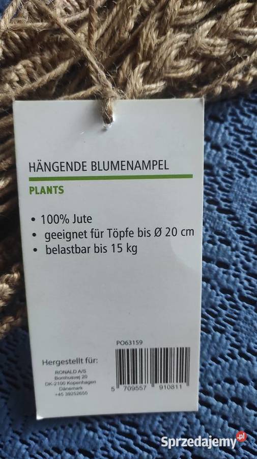 Kwietnik wiszący z juty Zielona Góra sprzedam