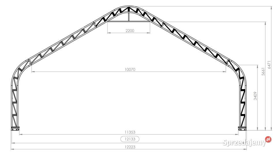 Hala namiotowa PT40 122 x 647 x 30 m Pozostałe Żelazno