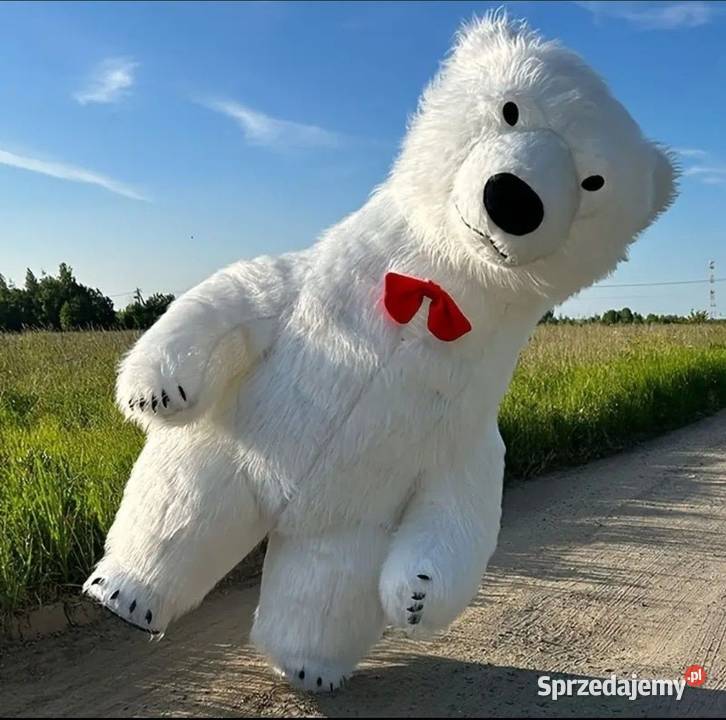 Kostium Duży Biały Miś Dmuchany na imprezę 25m Z biały Sochaczew