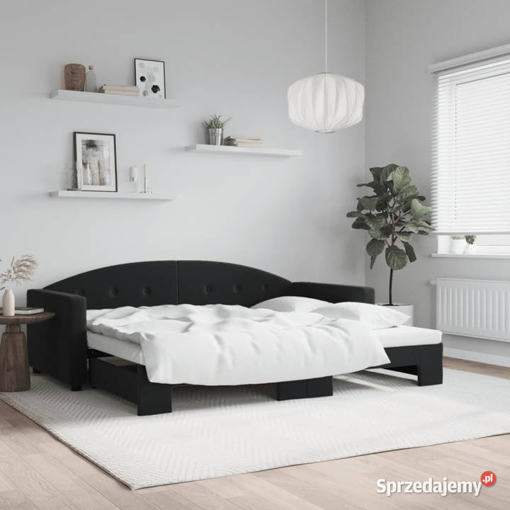 Sofa rozsuwana czarna aksamit 90x200 WM3197305 Warszawa