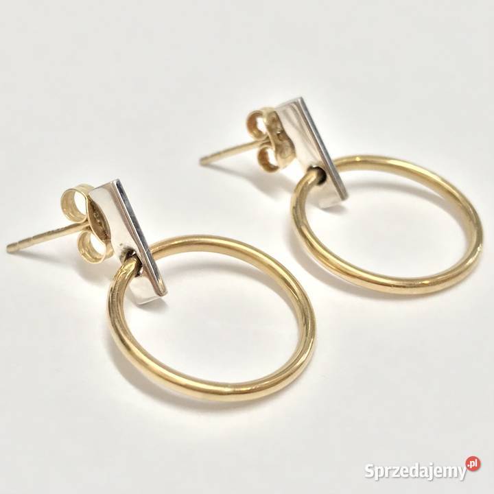 Złote kolczyki 585 14K dwukolorowe koła