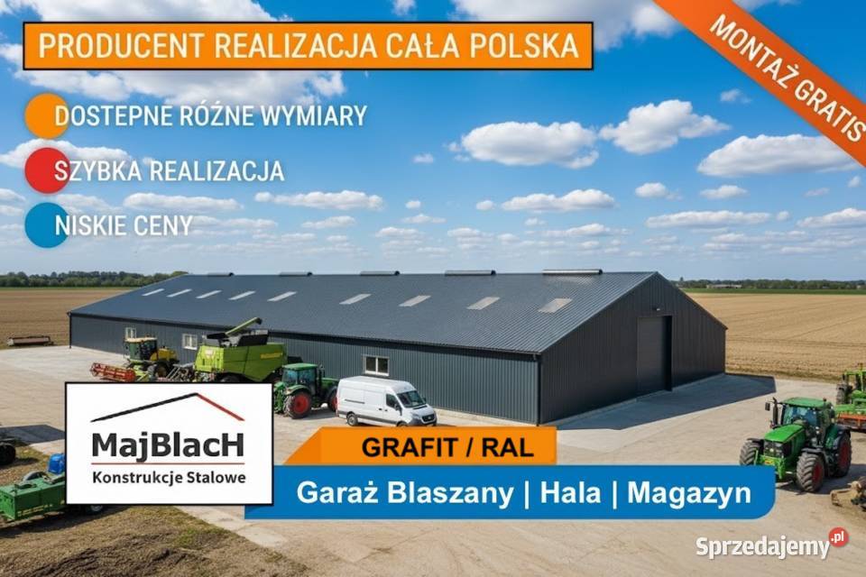 GRAFITOWY Garaż Blaszany Dwuspadowy Magazyn Cieszyn
