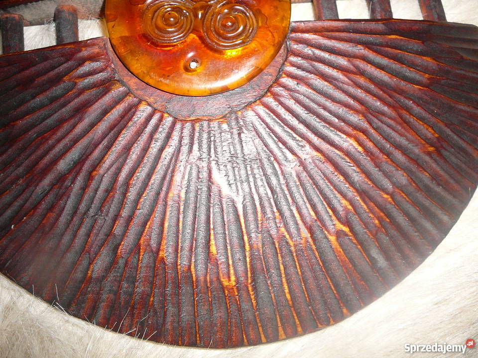 Lampa drewno duża rzeźbiona ścienna rzeźba ze Wrocław