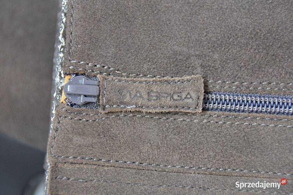 SZARY PRZYJEMNY ZAMSZ kozaki na wygodnej szpilce skóra