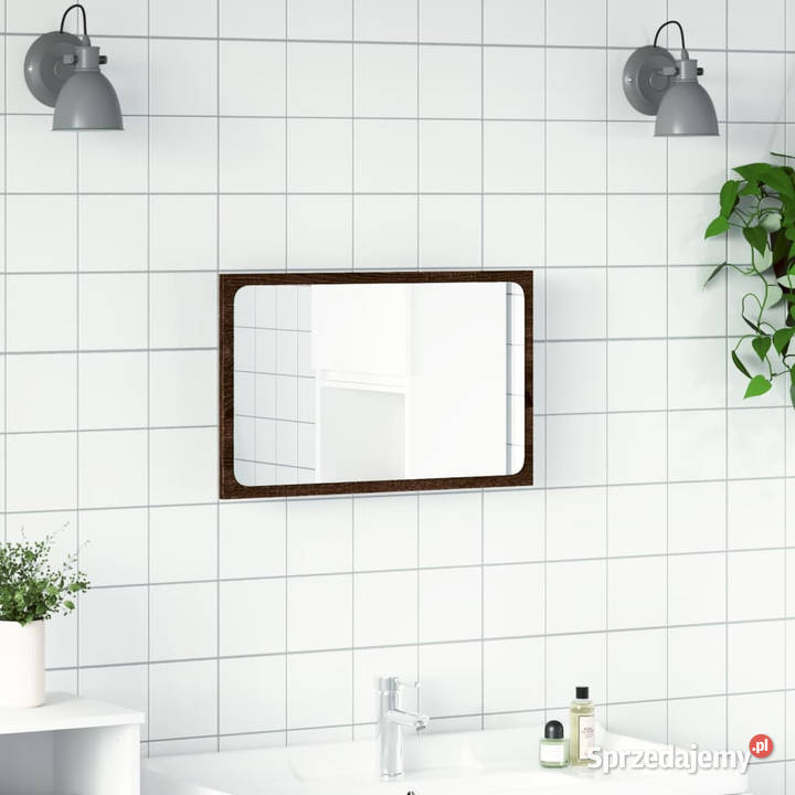 Lustro łazienkowe z LED brązowy dąb 60x85x38 Łazienkowe mazowieckie Warszawa