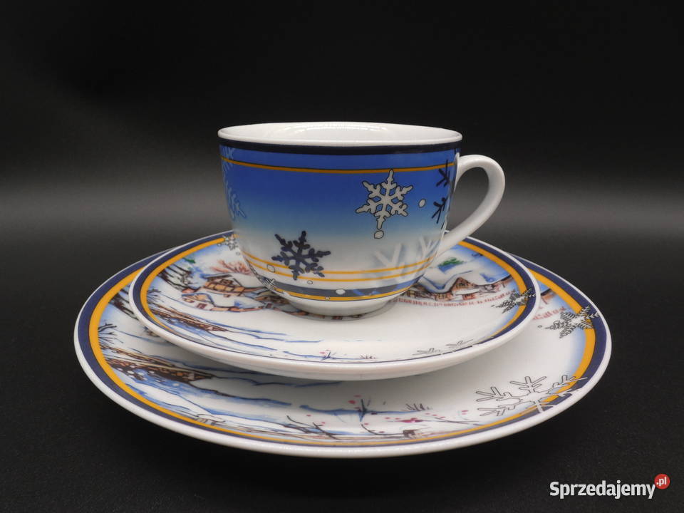 Zestaw śniadaniowy trio zimowy pejzaż wielkopolskie Raszków