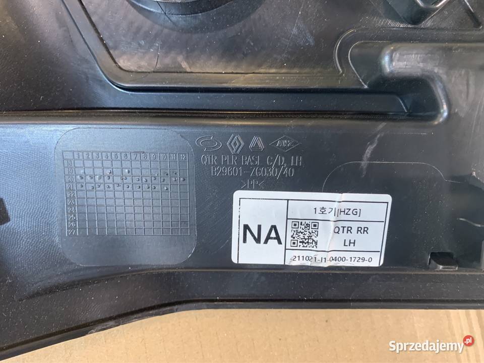 B29601 boczek osłona tapicerka tył Renault Szczecin