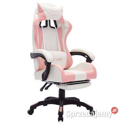 vidaXL Fotel gamingowy z LED RGB różowobiały Warszawa