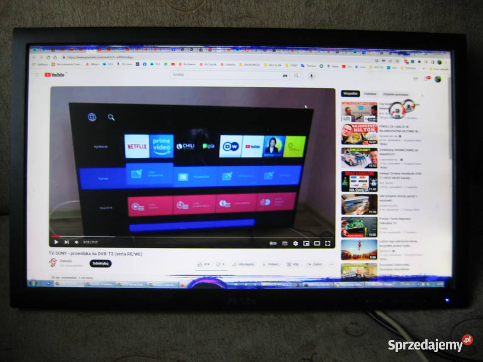 Monitor ASUS VS247 delikatnie uszkodzony ekran Warszawa