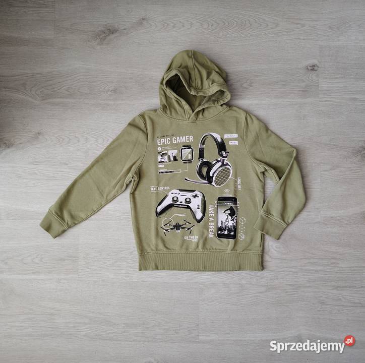 Bluza z kapturem 146 CA oliwkowa chłopięca Ustka