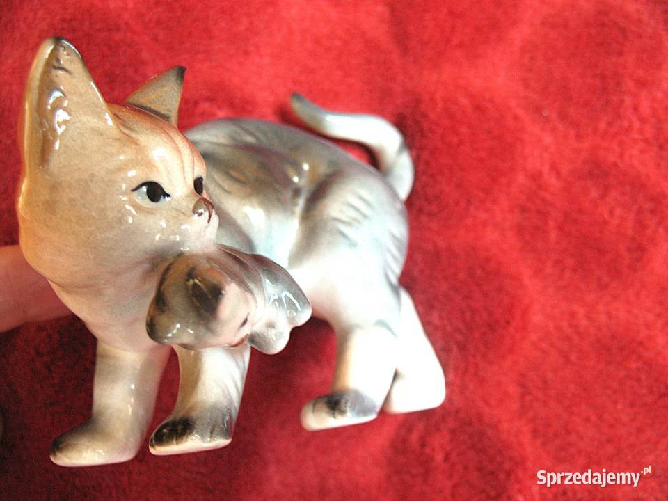 Kot Koteczka z dzieckiem figurka porcelana 7 x 9 Siedlce