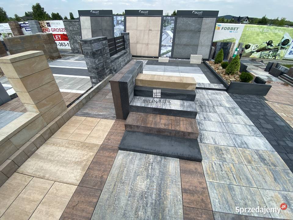 topień Blok Schodowy 100x15x30 Biały Grafit MIX Kostka brukowa Dom i Ogród Suków