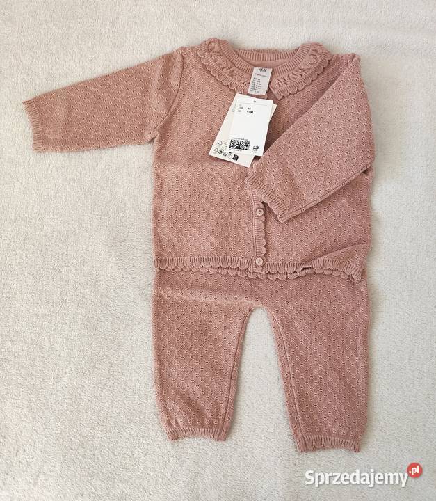 Komplet HM 68 bawełna brudny róż kardigan sweter Szczecin