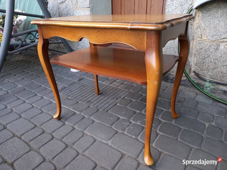 Stary stolik kawowy ludwikowski z półką vintage