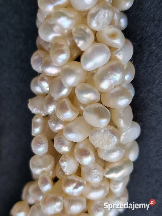 BIAŁE BAROKOWE PERŁY NATURALNE NASZYJNIK I Częstochowa