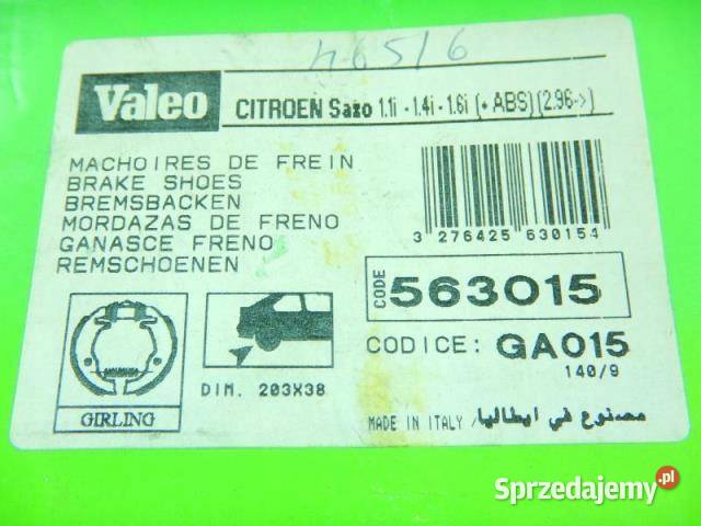 SZCZĘKI HAMULCOWE TYŁ VALEO CITROEN 106 II 9604 osobowe sprzedam