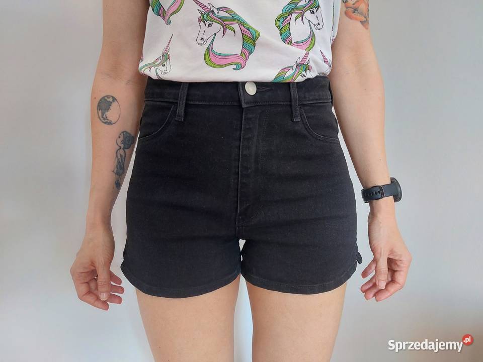 shorty czarne HM S 36 damskie wysoki stan denim Poznań
