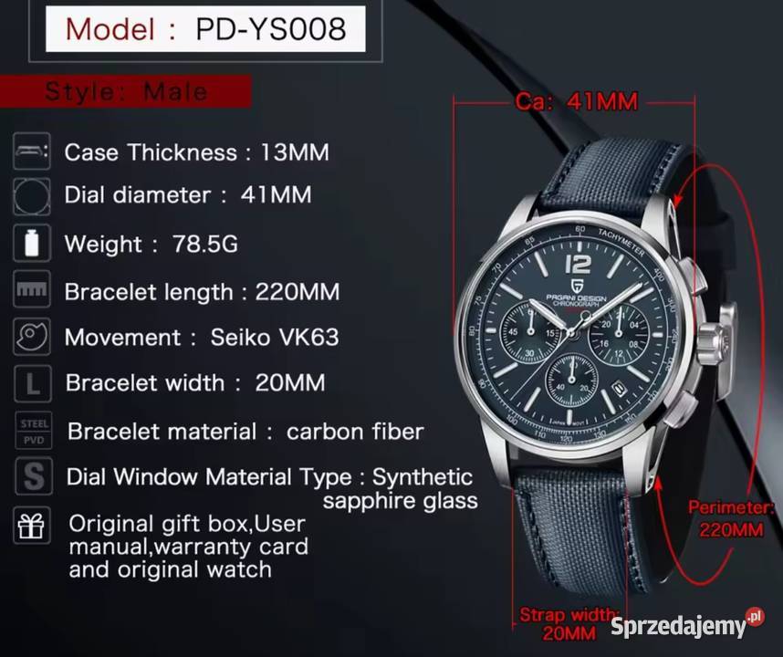 Pagani Design PDYS008 Męski 100M szafir Skawina