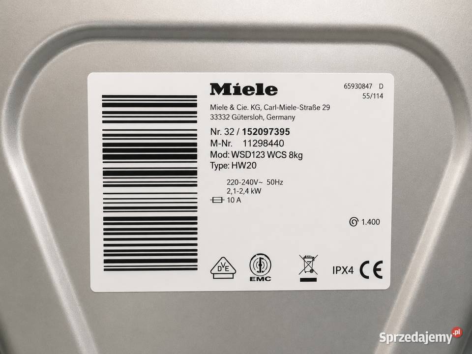 Pralka Miele W1 Selection WSD123 WCS 8 1400 obr Dom i Ogród śląskie Kalety sprzedam