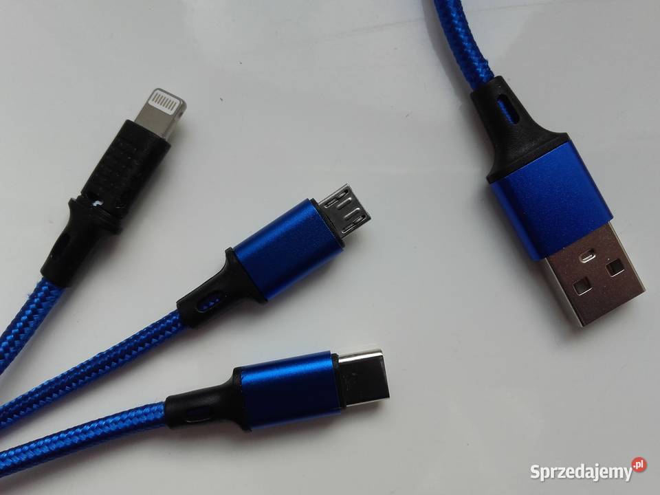 Kabel USB 3w1 USBC microUSB Lightning 115