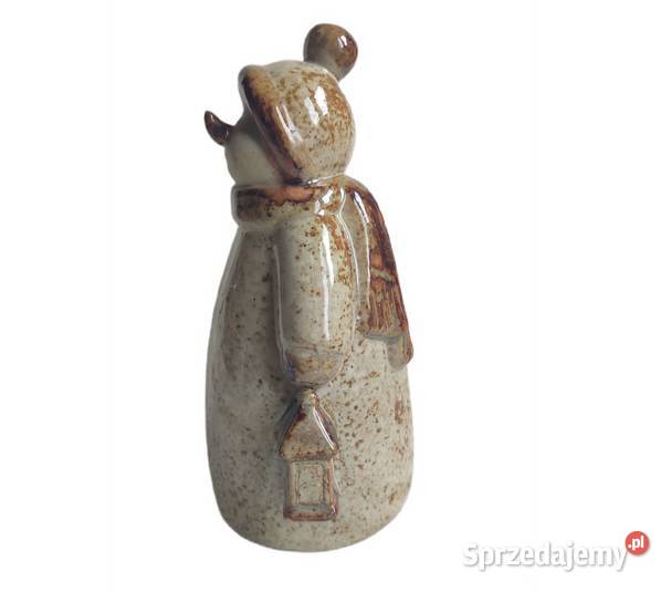 Ceramiczny kamionkowy bałwan ozdoba świąteczna