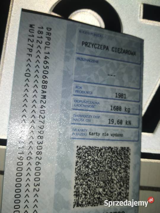 Pozostałości przyczepie ciężarowej 2000 DMC mazowieckie Warszawa