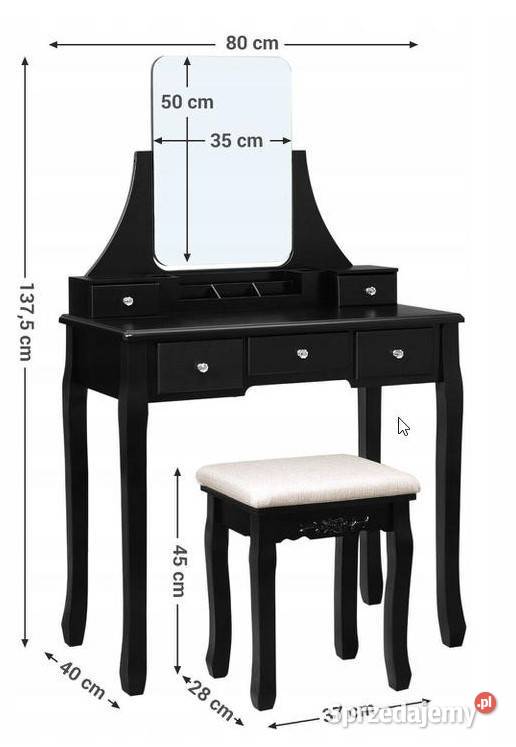 Stylowa Toaletka lub biurko z Hokerem i bez ramkowym lustrem