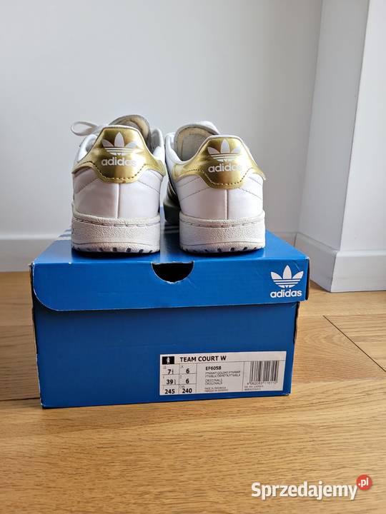 Białe sneakersy adidas team court w gold 39 13 Liszki
