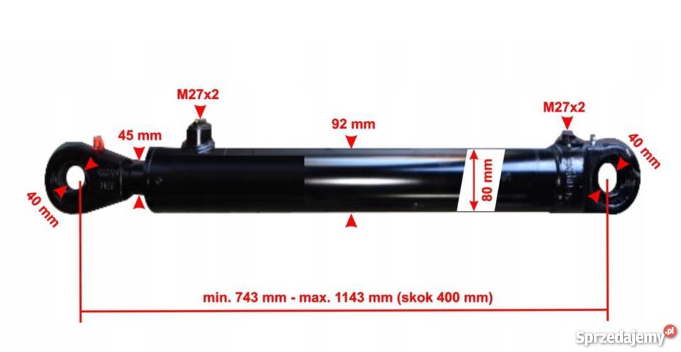 Siłownik Hydrauliczny 80x45 Skok 400 Mocowania